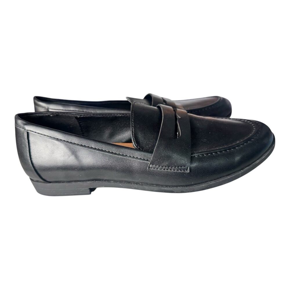 Kenzie Womens Black Classic Penny Loafers Strap Slip On Office Casual Flats 9M